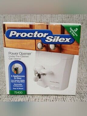 Proctor Silex Under Cabinet 3 In 1: Can Opener, Bottle Opener, Bag Slitter 75400
